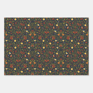Martinis en Botanicals Kerst Inpakpapier Vel