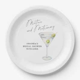 Martinis en het Huwelijk Vrijgezellenfeest Papieren Bordje