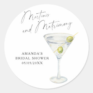 Martinis en Huwelijk Bruidsuitnodiging  Ronde Sticker