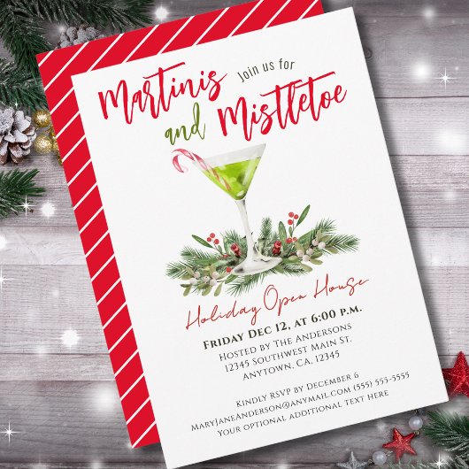 Martinis en Misteletoe Kerst Open Huis Kaart