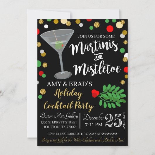 Martinis en Mistletoe Kerstmis Kaart (Voorkant)
