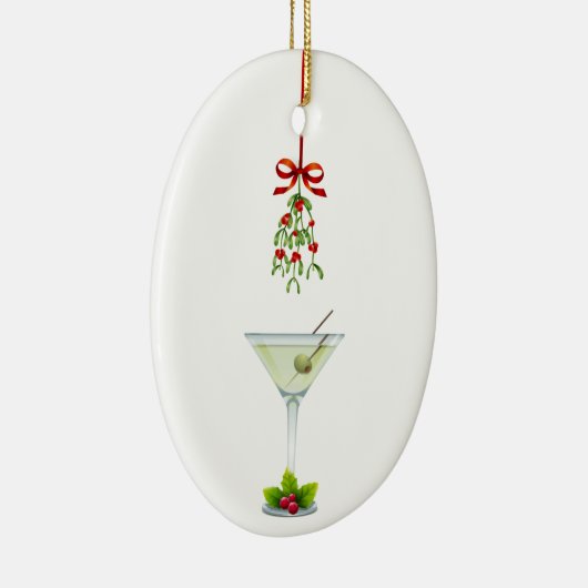 Martinis en Mistletoe Kerstmis Keramisch Ornament (Rechts)