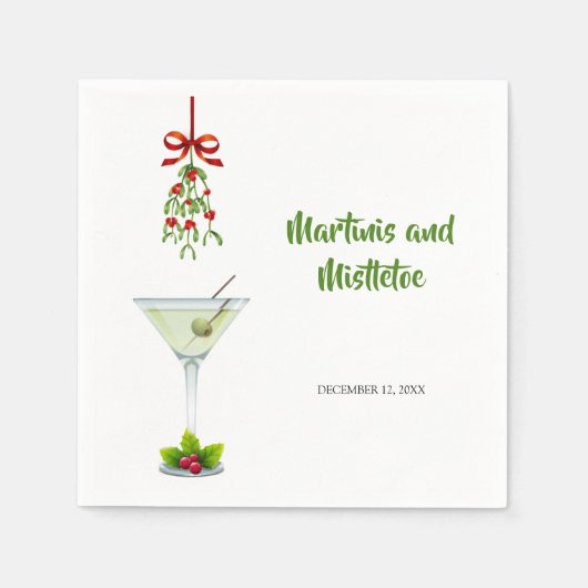 Martinis en Mistletoe Kerstmis Napkins Servet (Voorkant)