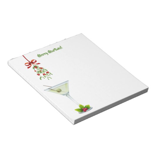 Martinis en Mistletoe Kerstmis Notitieblok (Schuin)