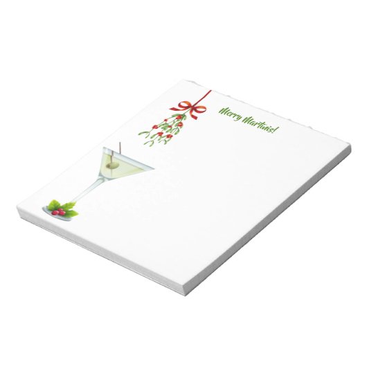Martinis en Mistletoe Kerstmis Notitieblok (Linkerzijde)