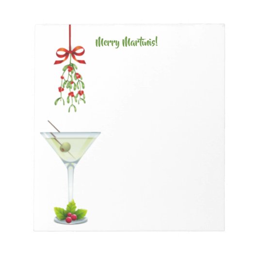 Martinis en Mistletoe Kerstmis Notitieblok (Voorkant)