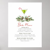 Martini's en Mistsletoe Kerstfeest Bar Menu Poster (Voorkant)