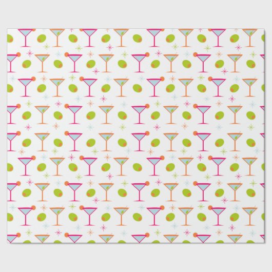 Martinis en Olijfwerkpapier Cadeaupapier (Zoom)