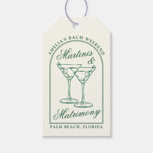 Martinis & Huwelijk Bachelorette Weekend Cadeaulabel (Voorkant)
