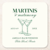 Martinis & Huwelijk Bachelorette Weekend Kartonnen Onderzetters (Voorkant)