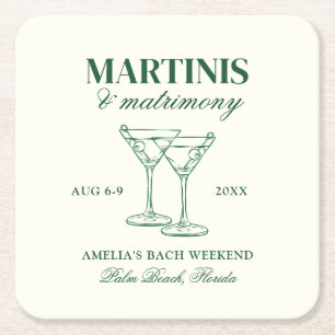 Martinis & Huwelijk Bachelorette Weekend Kartonnen Onderzetters
