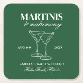 Martinis & Huwelijk Bachelorette Weekend Kartonnen Onderzetters (Voorkant)