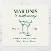 Martinis & Huwelijk Bachelorette Weekend Likeurfles Etiket (Enkel label)