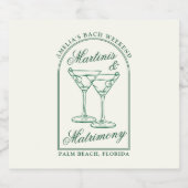 Martinis & Huwelijk Bachelorette Weekend Likeurfles Etiket (Enkel label)