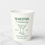Martinis & Huwelijk Bachelorette Weekend Papieren Bekers<br><div class="desc">Dit ontwerp is voorzien van trendy vette tekst met handgetekende cocktails en een groen martini thema.</div>