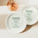 Martinis & Huwelijk Bachelorette Weekend Papieren Bordje<br><div class="desc">Dit ontwerp is voorzien van trendy vette tekst met handgetekende cocktails en een groen martini thema.</div>