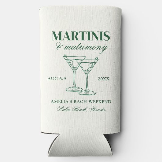 Martinis & Huwelijk Bachelorette Weekend Seltzer Blikjeskoeler (Achterkant)