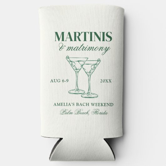 Martinis & Huwelijk Bachelorette Weekend Seltzer Blikjeskoeler (Voorkant)