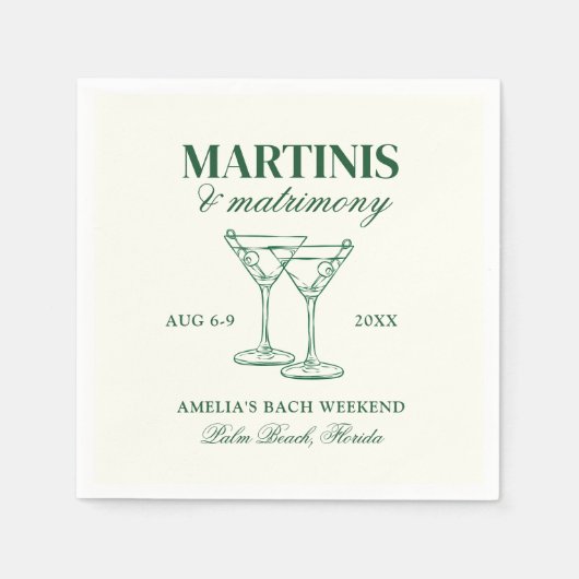 Martinis & Huwelijk Bachelorette Weekend Servet (Voorkant)