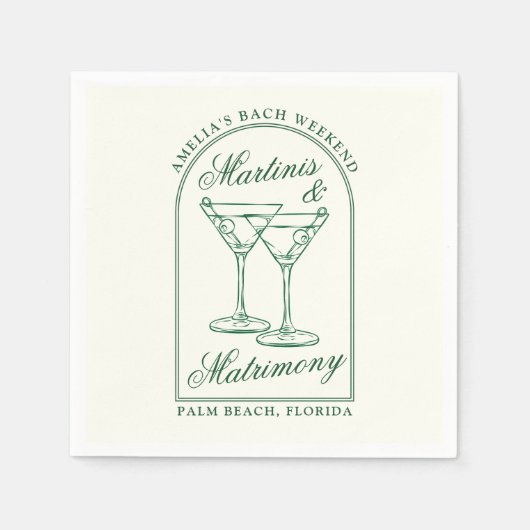 Martinis & Huwelijk Bachelorette Weekend Servet (Voorkant)