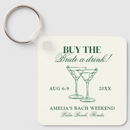 Martinis & Huwelijk Bachelorette Weekend Sleutelhanger (Voorkant)