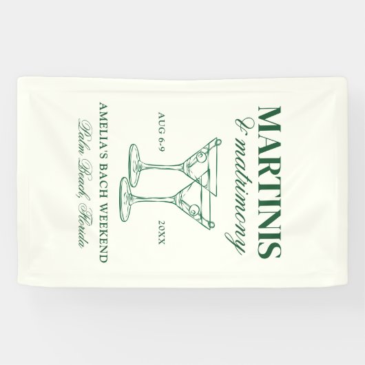 Martinis & Huwelijk Bachelorette Weekend Spandoek (Horizontaal)