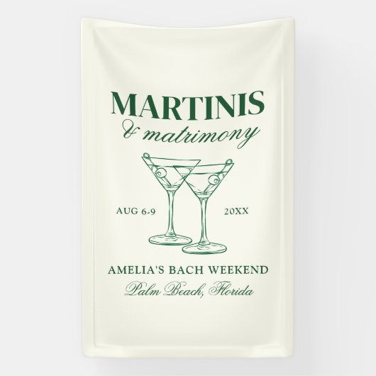 Martinis & Huwelijk Bachelorette Weekend Spandoek (Verticaal)