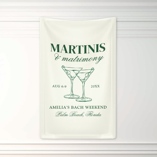 Martinis & Huwelijk Bachelorette Weekend Spandoek