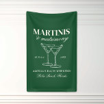 Martinis & Huwelijk Bachelorette Weekend Spandoek<br><div class="desc">Dit ontwerp is voorzien van trendy vette tekst met handgetekende cocktails en een groen martini thema.</div>