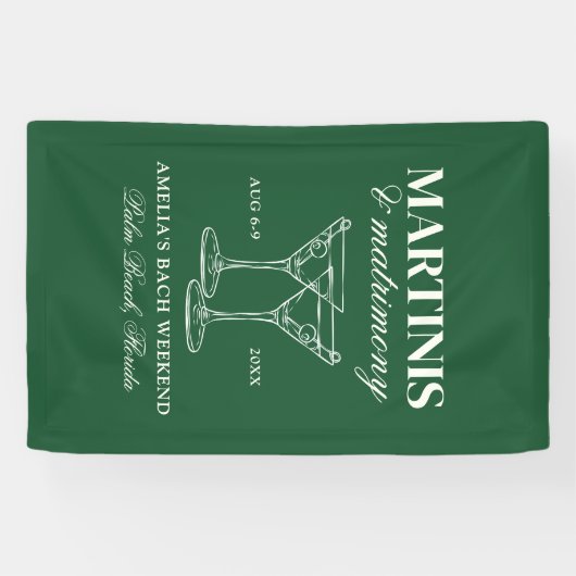 Martinis & Huwelijk Bachelorette Weekend Spandoek (Horizontaal)