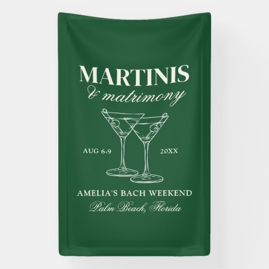 Martinis & Huwelijk Bachelorette Weekend Spandoek (Verticaal)