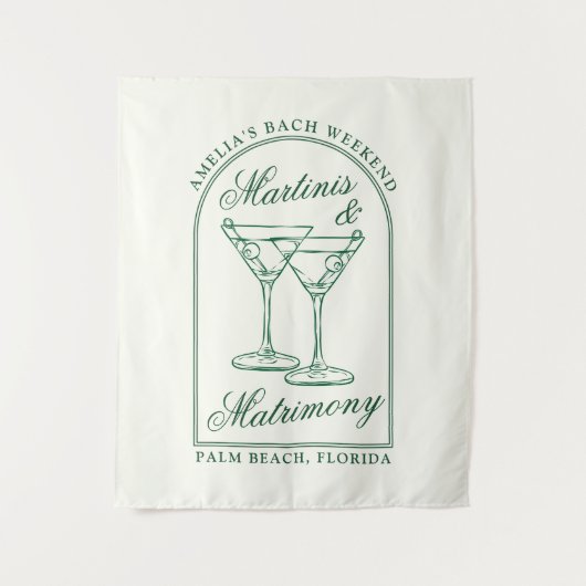 Martinis & Huwelijk Bachelorette Weekend Wandkleed (Voorkant)