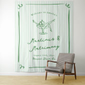 Martinis & Huwelijk Groene Bachelorette Feestje Wandkleed (In situ)