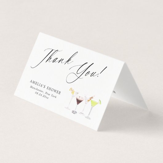 Martinis & Huwelijk Vrijgezellenfeest Dank u Kaart (Voorkant)