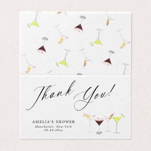 Martinis & Huwelijk Vrijgezellenfeest Dank u Kaart (Buitenkant ongevouwen)