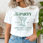 Martinis & Huwelijk Vrijgezellenfeest T-shirt<br><div class="desc">Dit ontwerp is voorzien van trendy vette tekst met handgetekende cocktails en een groen martini thema.</div>