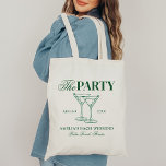 Martinis & Huwelijk Vrijgezellenfeest Tote Bag<br><div class="desc">Dit ontwerp is voorzien van trendy vette tekst met handgetekende cocktails en een groen martini thema.</div>