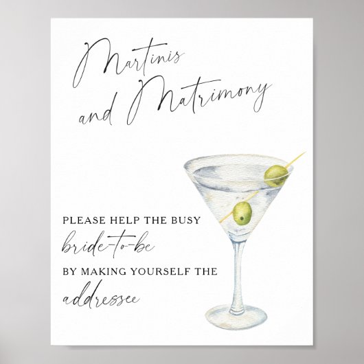 Martinis & Huwelijkshulp voor de bezige bruid Poster (Voorkant)