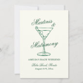 Martinis & Matrimony Bachelorette Weekend Invita Kaart (Voorkant)