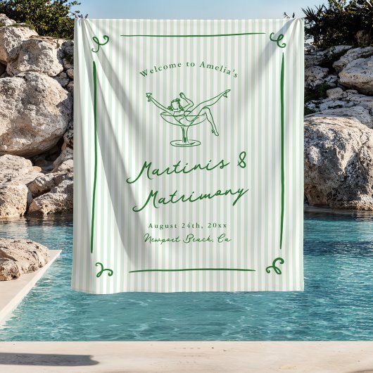 Martinis & Matrimony Green Bachelorette Party Wandkleed
