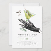 Martinis & Mayhem Spooky Halloween Cocktail Party Kaart (Voorkant)