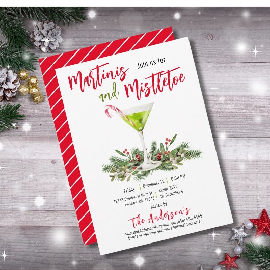 Martinis & Mistletoe Feestelijke Drinken Feestdag Kaart