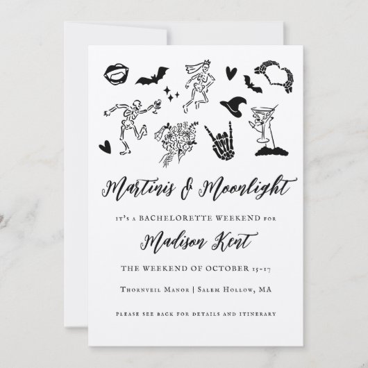 Martinis & Moonlight Spooky Bachelorette Weekend Kaart (Voorkant)