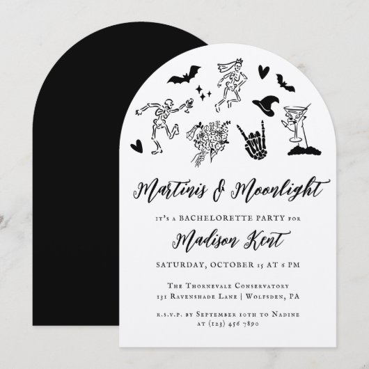 Martinis & Moonlight Spooky Whimsical Meisje-voor- Kaart (Voorkant / Achterkant)