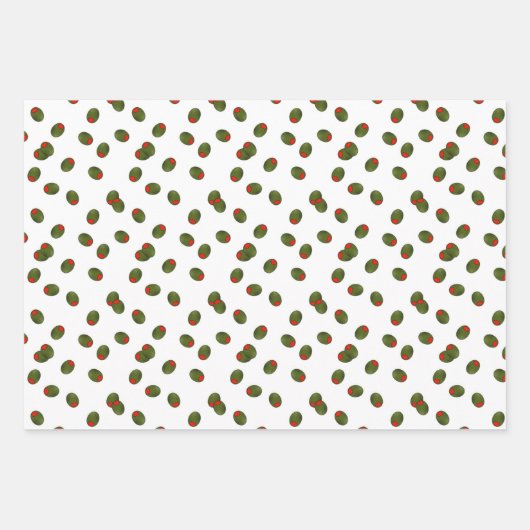 Martinis, Olijven en Stripes Assorted Inpakpapier Vel (Voorkant)