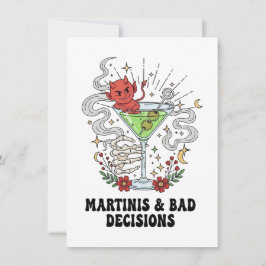 Martinis & Slecht Beslissingen Duivel Cocktail Gra Feestdagenkaart
