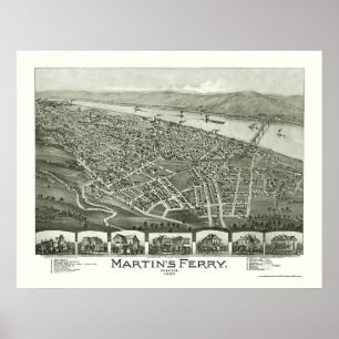 Martin's Ferry, OH Panoramic Map - 1899 Poster