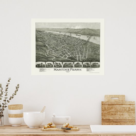 Martin's Ferry, OH Panoramic Map - 1899 Poster (Keuken)