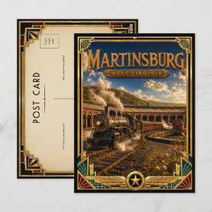 Martinsburg West Virginia Vintage Art Deco Gouden  Briefkaart