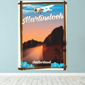 Martinsloch Zwitserland reisposter Canvas Afdruk (Insitu (Houten vloer))